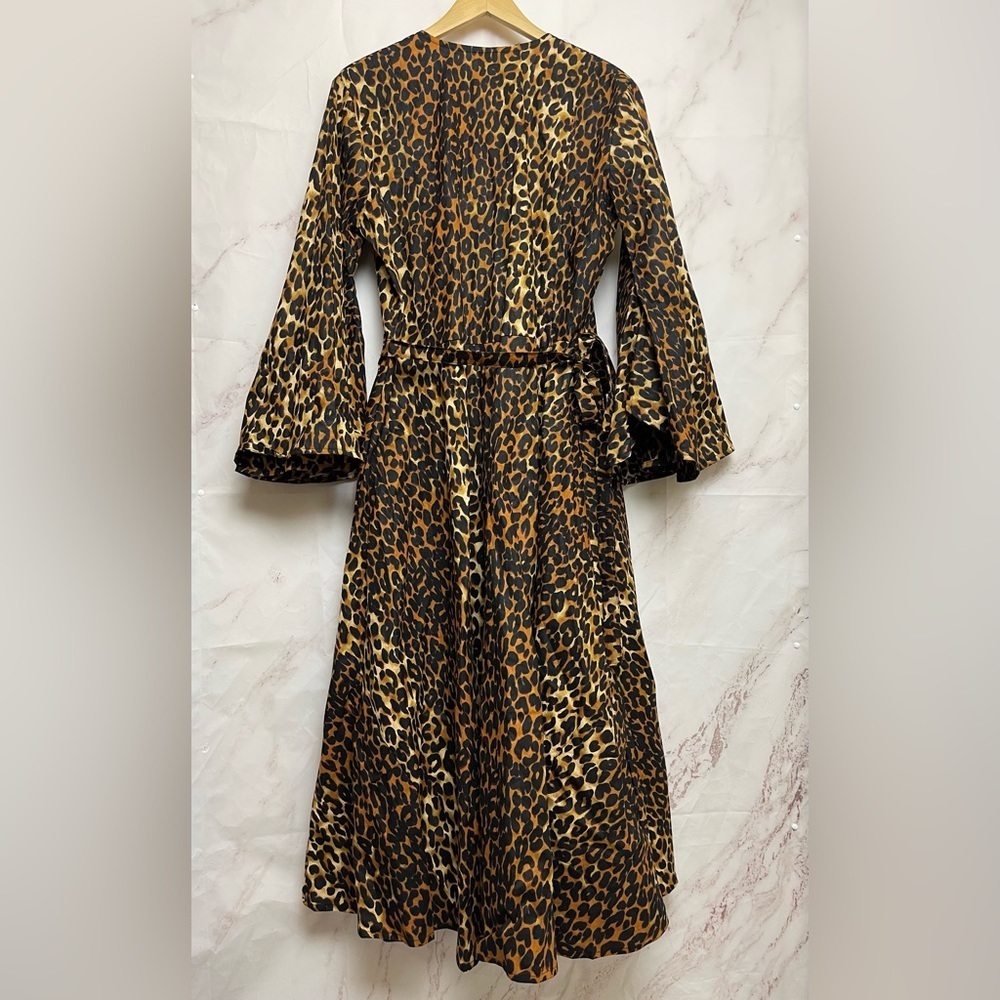 Kara Chic by NF Cotton Leopard Fit & Flare Midi Wrap Dress - Picture 5 of 5